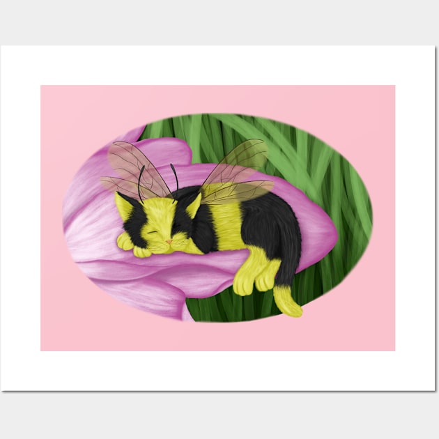 Cat Bee Wall Art by Aslynder